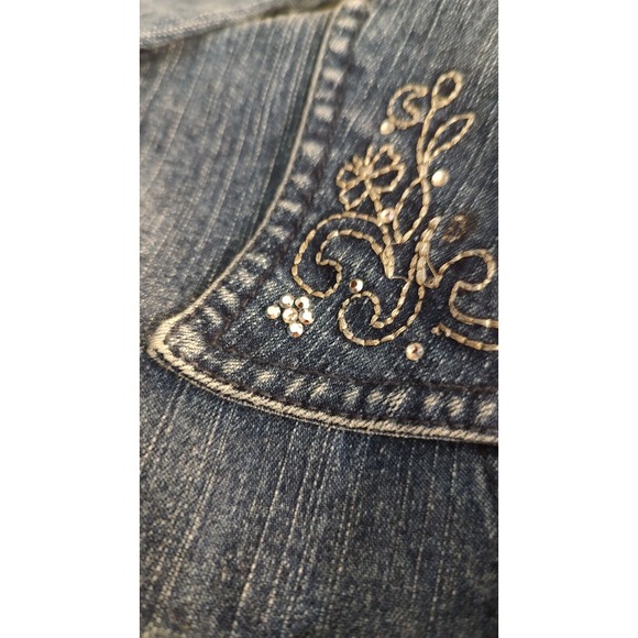 Alfred Dunner Shirt  Rhinestones Denim Button Up Front Pocket Womens Size 12 SEE - Picture 11 of 14